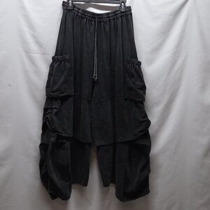 Jaded Gypsy Sierra Sunset Pants Wide Leg Distressed Black Bohochic Tiered Ruffle